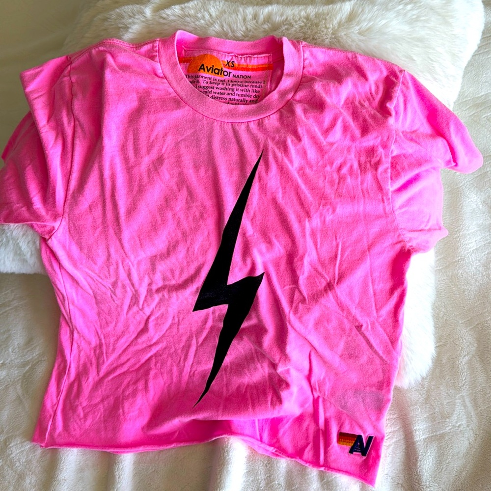 Aviator Nation excellent use condition extra small pink lightning bolt tea
